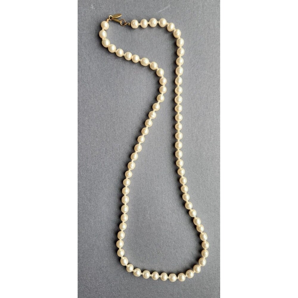Vintage Miriam Haskell Faux Baroque Pearl / Glass Necklace Long Single Strand